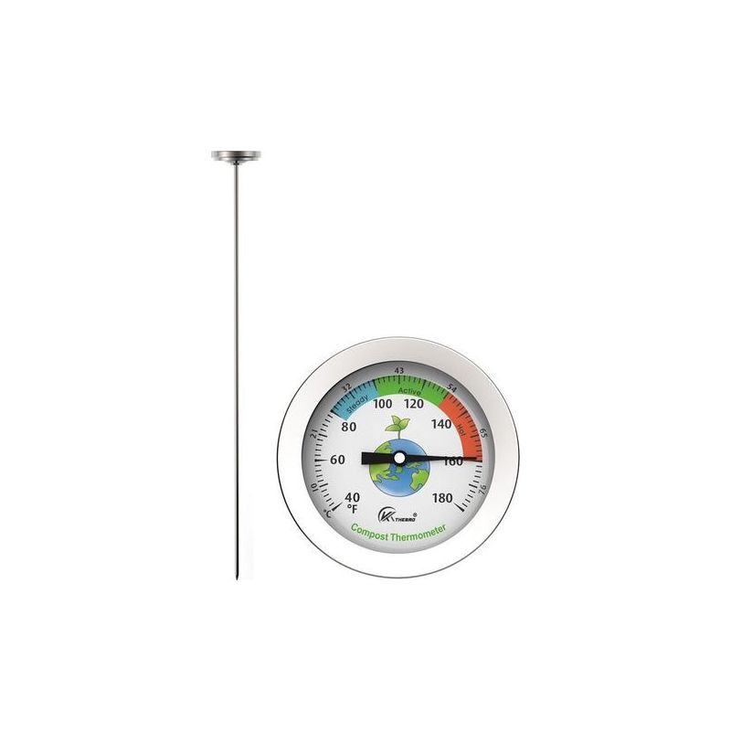 Kompostthermometer – Edelstahl-rundthermometer Für Hauskompostierung Und Garten – 54 Mm Durchmesser, °c & °f Skala, 500 Mm Temperatursonde, Kompostbeschleuniger