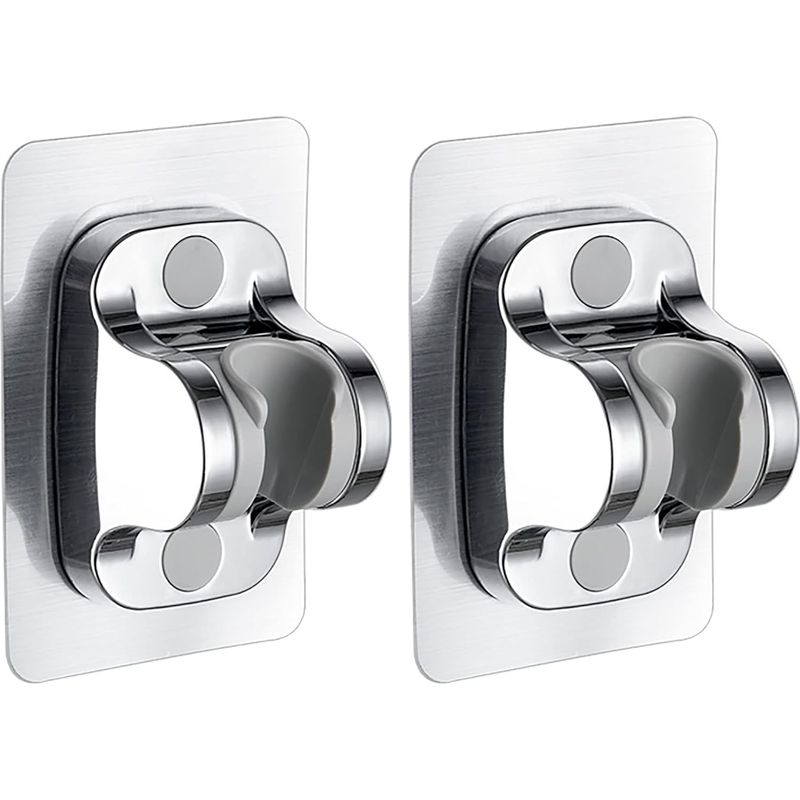 2er-set Duschhalterungen Ohne Bohren, 12 Cm, Starker Kleber, Verstellbarer Winkel (silber)