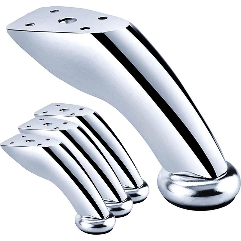 4 Möbelbeine, Verchromte Eisenbeine, Schräge Sofabeine, Beine Für Couchtische, Schräge Tischbeine, Für Sofas, Stühle, Hocker, Schränke (silber, 9,5 Cm)