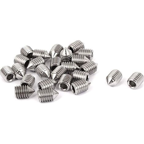 Satz Aus 16 Kegelförmigen Stiftschrauben, 5 Mm Länge, Verschiedene Metrische Gewinde, M3, M4, M5 Und M6. Satz Aus Sechskantigen Stiftschrauben Aus Edelstahl Der Qualität A2