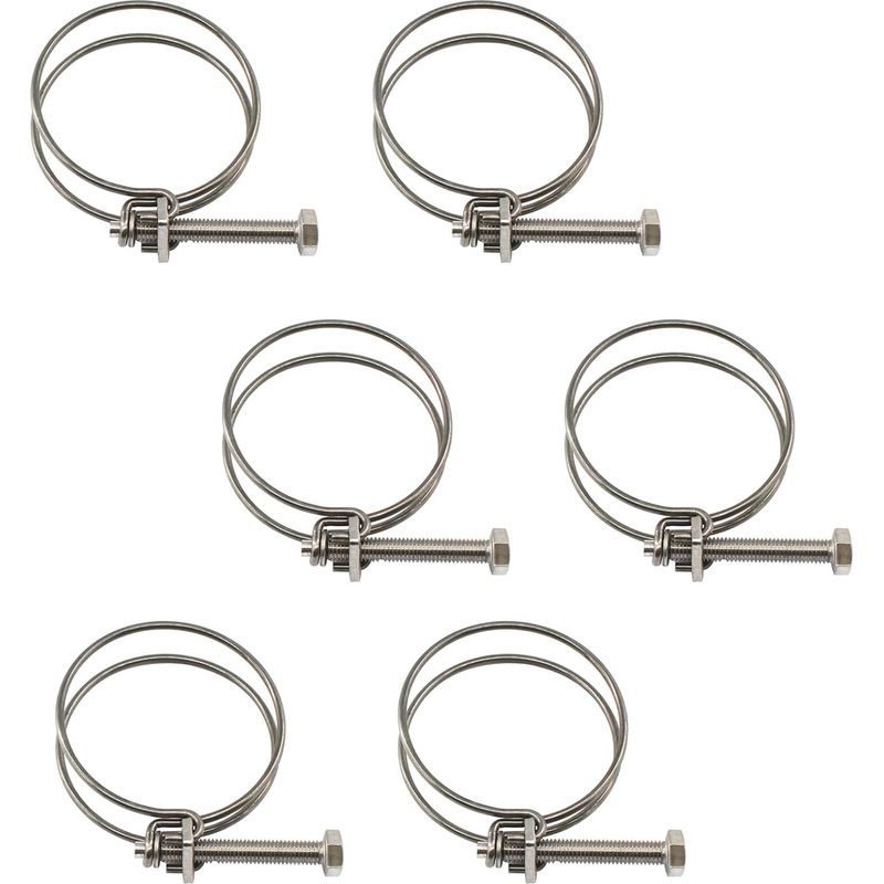 Set Aus 6 Doppel-draht-schlauchklemmen, 34-38 Mm, Aus Edelstahl 304