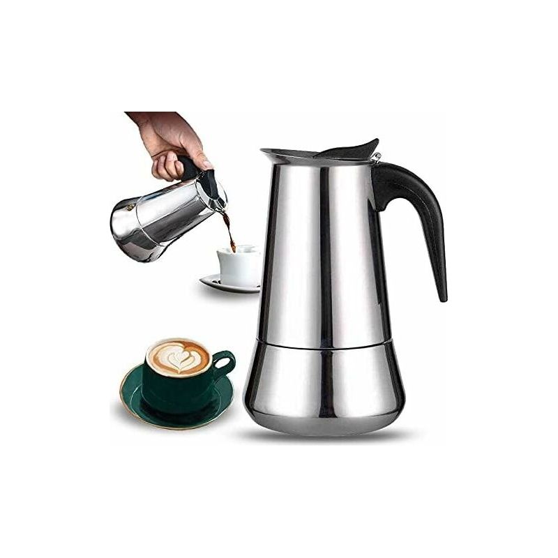 Italienische Kaffeekanne, 12 Tassen, Edelstahl, Kompatibel Mit Allen Herdarten, 12 Tassen