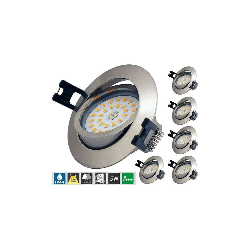 Extra Flache Dimmbare Einbau-led-spot, Ip44 Badezimmer-einbauleuchte 6,5 W Ac 230 V Warmweiß 3000 K 400 Lm Beleuchtung Für Bad, Wohnzimmer, Küche, Flur, Galerie, Geschäft