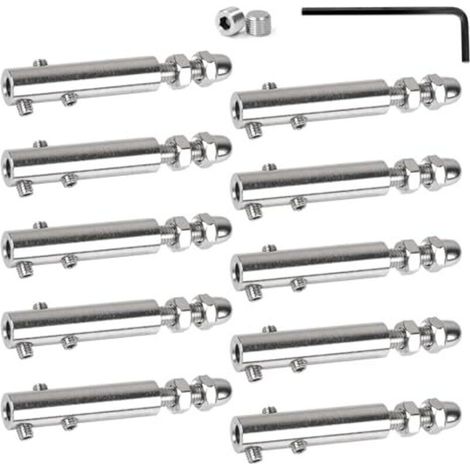 10er-pack Kabelspanner 6 Mm Edelstahl-spannschloss Mit Gewindestange Und Inbusschlüssel, Edelstahl-kabelspanner Zur Befestigung Und Spannung Von Kabeln Für Geländerfüllung, Balus