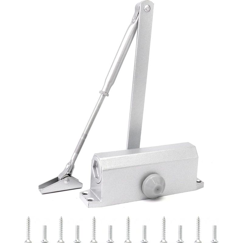 Automatischer Türschließer, Federbetrieben, Mit Verriegelungsfunktion, Für Innen- Und Außentüren, 40-60 Kg, Silber