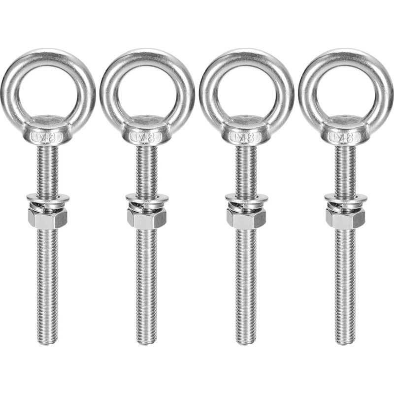 4 Stück Ösenschrauben M8 X 100 Mm Ringschrauben M8 Mit Metrischem Gewinde Aus Edelstahl Für Befestigung Und Aufhängung