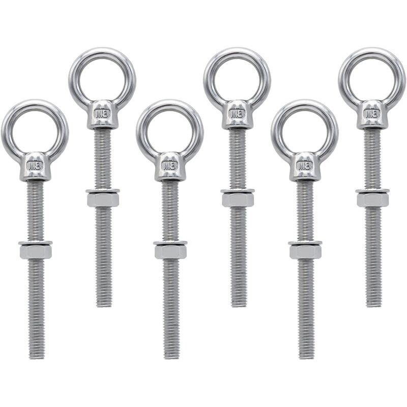Boulons À Oeil M8 X 80 Mm Vis À Anneau M8 Avec Filetage Métrique En Acier Inoxydable Pour Fixation Et Suspension, 6 Pièces