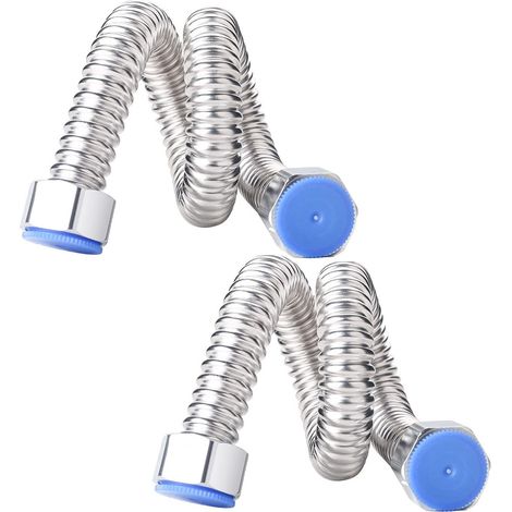 2 Stück G1/2" X G1/2" Gewellter Abflussrohr Aus Edelstahl, Für Durchlauferhitzer, Sanitäranschluss, Badezimmer, Warmwasserrohr, 50cm