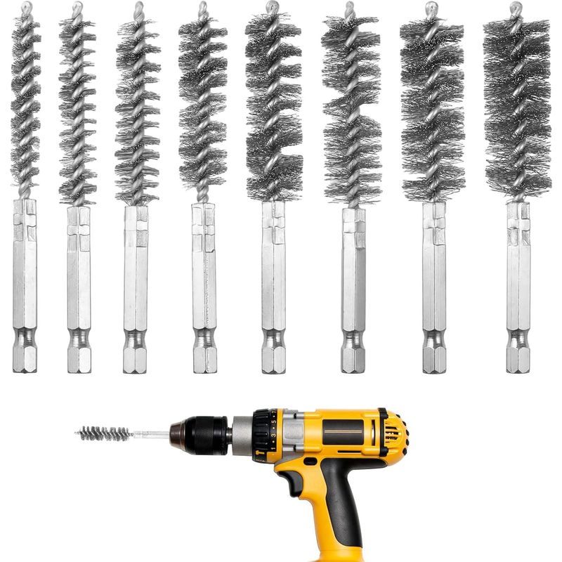 8 Metallbürsten Für Bohrmaschine, Metallbürste Für Bohrmaschine, Metalldrahtbürste, Edelstahl-metallbürste, Für Elektrische Bohrmaschine Zum Waschen, Polieren Und Entrosten, Acht Größen.