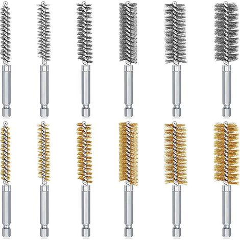 Set Aus 12 Drahtbürsten Für Bohrmaschine, Mit 6,35 Mm Sechskantschaft, Verschiedene Durchmesser Von 8 Bis 19 Mm, Bohrbürste Zum Polieren, Schleifen Und Entrosten