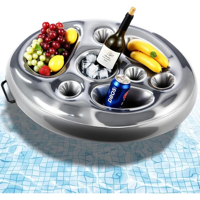 Aufblasbarer Schwimmender Getränkehalter 2-in-1 – 8-fach Pool-getränkehalter Für Sommer-poolpartys