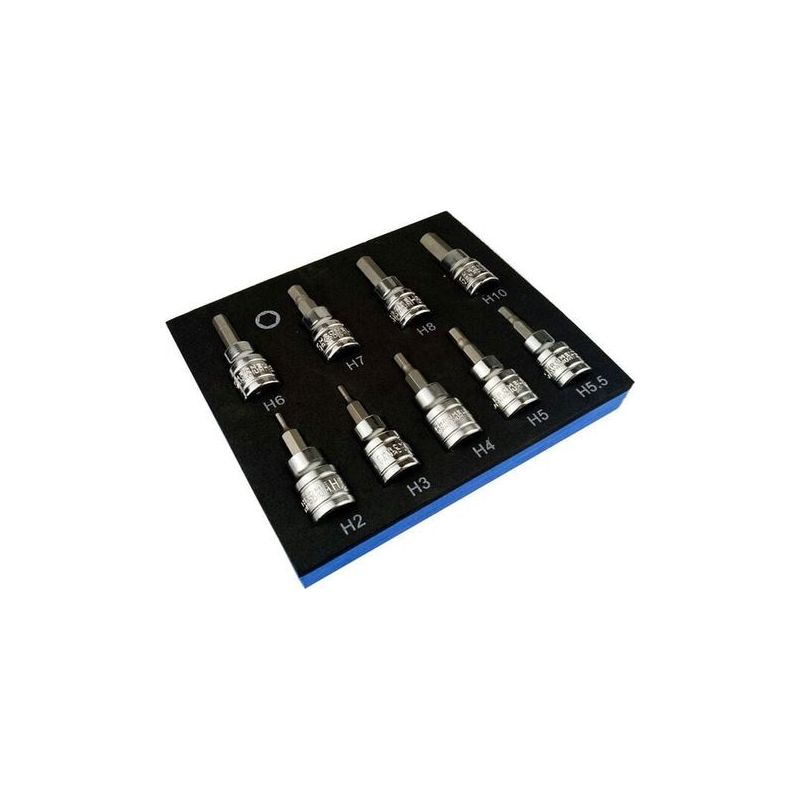 Ratschen- Und Nussset, Satz Von 9 Sechskantigen Hülsen Für Metrische Inbusschlüssel, 3/8" Antrieb, 2-10mm