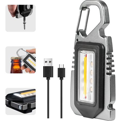 Multifunktionaler Schlüsselanhänger Mit Notfall-led-licht: Mini, Wiederaufladbare, Wasserdichte, Tragbare Led-taschenlampe Als Schlüsselanhänger Mit Flaschenöffner Für Camping, Reparatur Und Notbeleuc