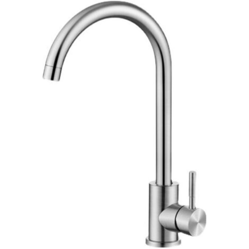 Küchenspülen-mischbatterie Aus Edelstahl, Warmes Und Kaltes Wasser (silber, 355 Mm)