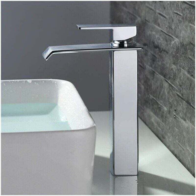 Kaskaden-waschbeckenmischer, Hoher Auslauf, Chrom-design, Moderne Armatur Für Aufsatzwaschbecken