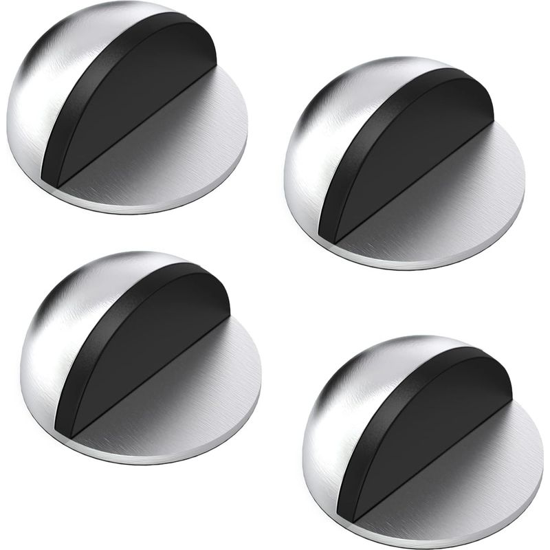 Türstopper, 4er-set Türstopper Und -puffer Aus Edelstahl Mit Gummipuffern, Selbstklebende Türstopper Für Alle Harten Böden – Silber