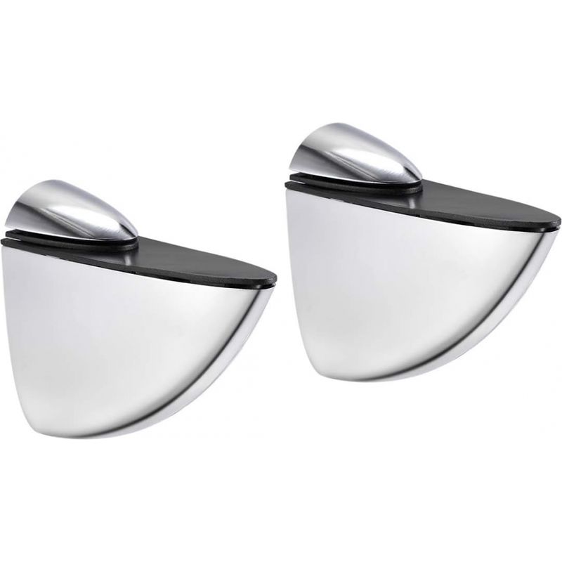 2x Verstellbare Wandregalhalterung 65mm, Pelikan-typ, Metall, Glänzend Chromfarben, Mit Schrauben + Dübeln, Für Küche, Bad, Möbel, Universelle Halterung
