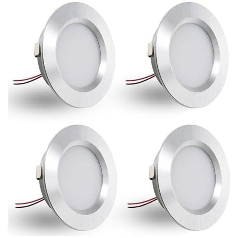 4er-set Led-einbauspots 12v 3w, Flache Led-einbauleuchten, Für Einbaulöcher Von 55-58mm Und 14mm, Dimmbare 12v Deckenspots Ip44, Einbauspots Für Möbel (silber, Warmweiß 3000k)