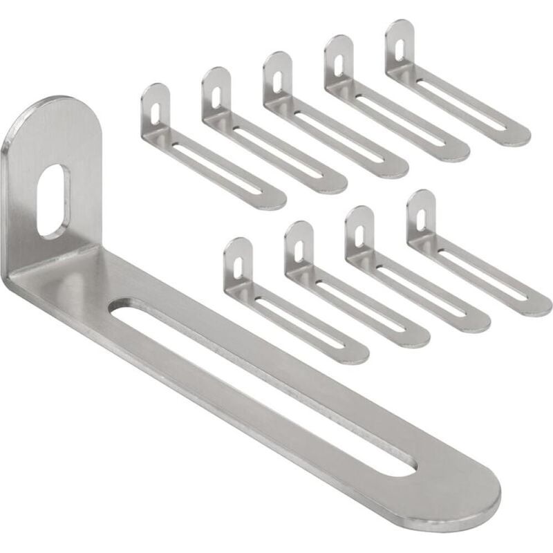 Satz Von 10 Silbernen L-winkelbefestigungen, 32 X 80 Mm, Für Holzmöbel, Mit Schrauben