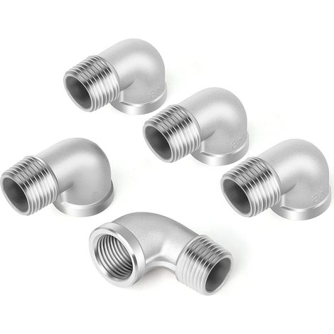 5 Stück 90-grad-winkel Aus Edelstahl 304, Gewindeanschluss Bsp Innengewinde X Außengewinde, Geformter Winkelanschluss 1/4" Für Industrielle Sanitärinstallationen Und Gartenarbeit