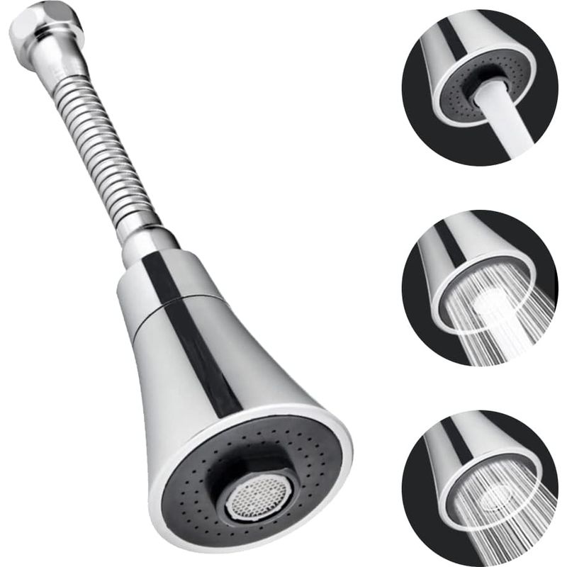 Edelstahl-küchenhahnkopf + Abs 19cm Küchenhahndusche, 360° Drehbar, Wassersparsieb, Spritzwassergeschützt, 3 Modi Für Küche Und Bad