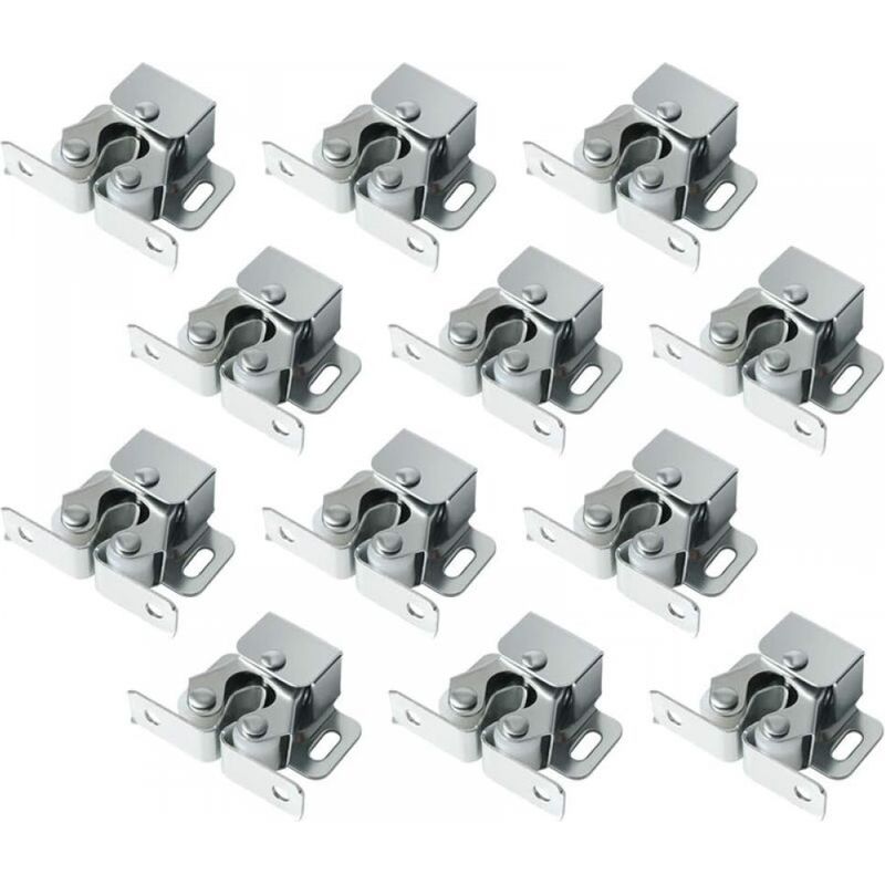 Set Aus 12 Doppelten Rollenriegeln Mit Falle, Robuster Rollenriegel Für Schrank- Und Schrankschubladentüren (silber)