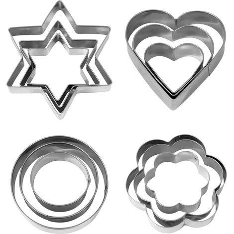 Set Aus 12 Ausstechformen, Rostfreie Plätzchenausstecher Für Kekse, Kuchen, Cookies Und Süßigkeiten