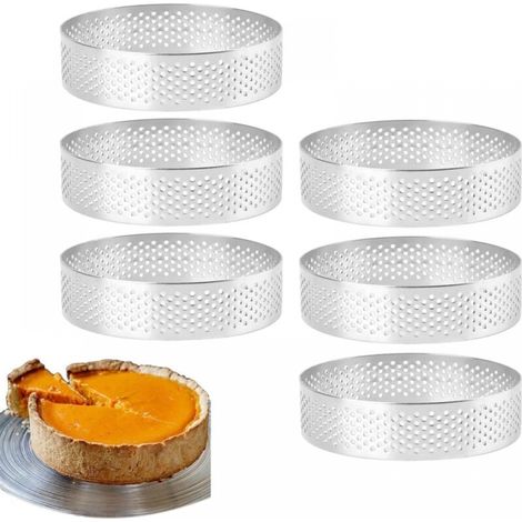 6er-set Tortenringe Aus Edelstahl, 8 Cm, Kreisförmig, Hitzebeständig, Mit Löchern Für Mousse-kuchen