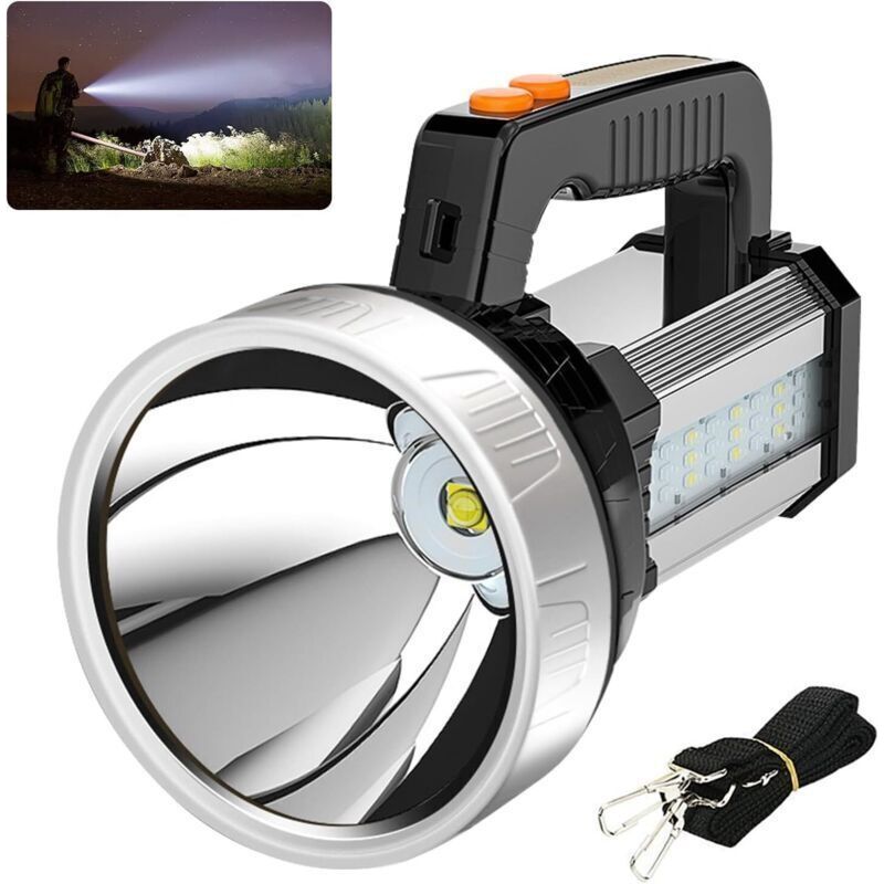 Led-taschenlampe, Ultra Stark, Wiederaufladbar, 8800 Mah, Reichweite Von 500 M, 5 Lichtmodi, Ipx4, Ultraleicht Für Camping, Fahrrad Und Wandern