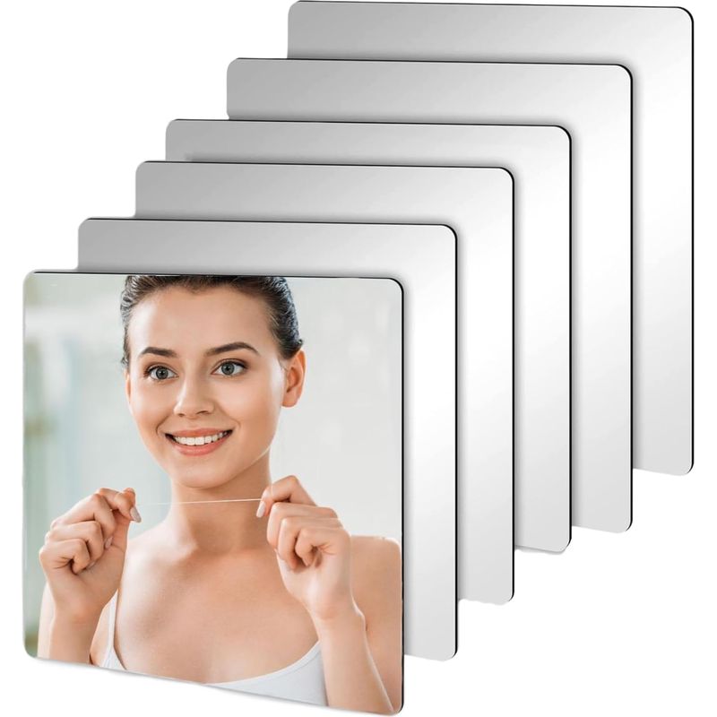 6 Stück Selbstklebende Wandspiegel, Dekorative Selbstklebende Wandaufkleber, Quadratische Flexible Acrylspiegel Bruchsicher Für Badezimmer Wohnzimmer Schlafzimmer