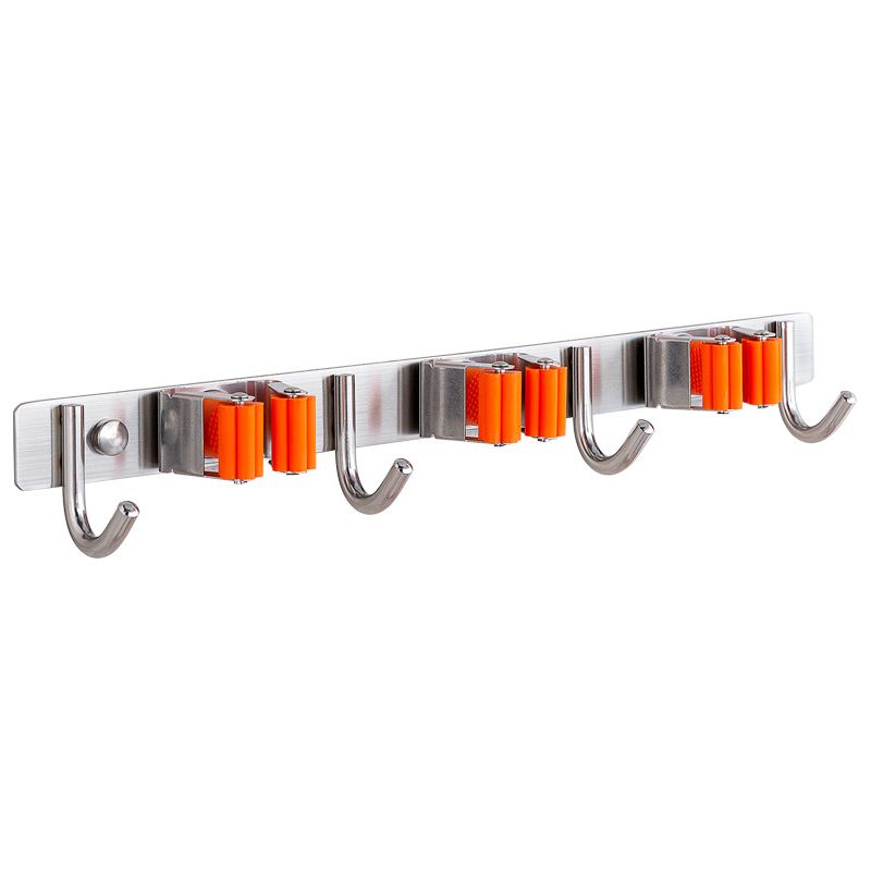 Multifunktionaler Wandhalter Für Besen Und Mopp, Selbstklebend, Aus Gebürstetem Edelstahl 304, Zum Aufhängen Von Werkzeugen, Mit 3 Halterungen Und 4 Haken