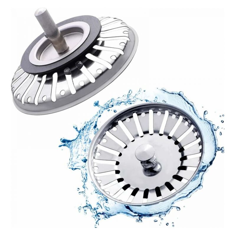 2er-set Küchenspülenstöpsel Aus Edelstahl, Universeller Spülenfilter, 84 Mm Edelstahlgitter Für Küche Und Bad