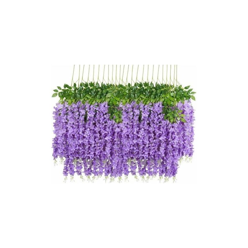 Set Aus 12 Künstlichen Blumen, Gefälschte Wisteria-ranken Aus Seide, Hängende Blumengirlande Für Haus, Garten, Hochzeitsfeier, Dekorations-simulationsblume, 115 Cm (violett)