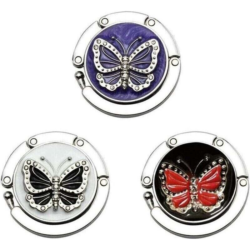 3 Stück Häkelhandtaschen, Faltbarer Handtaschenhaken, Zusammenklappbarer Schmetterlings-taschenhaken Für Damen, Einkaufstaschen-aufhänger