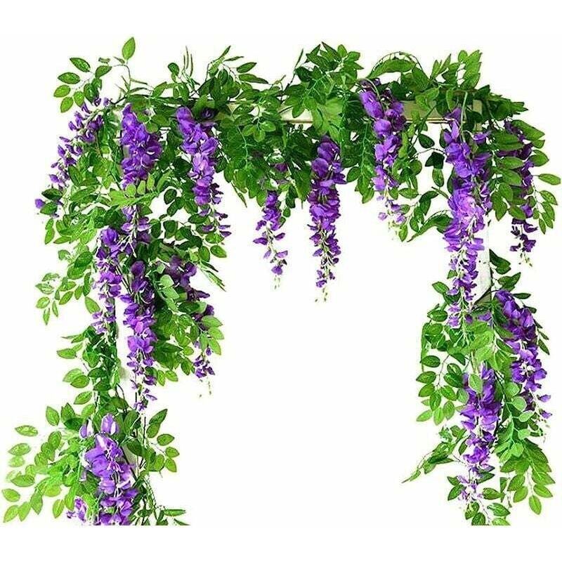 Künstliche Glyzinienranke – 2er-pack Seidenblumen – Uv-beständig – Innen- Und Außendekoration