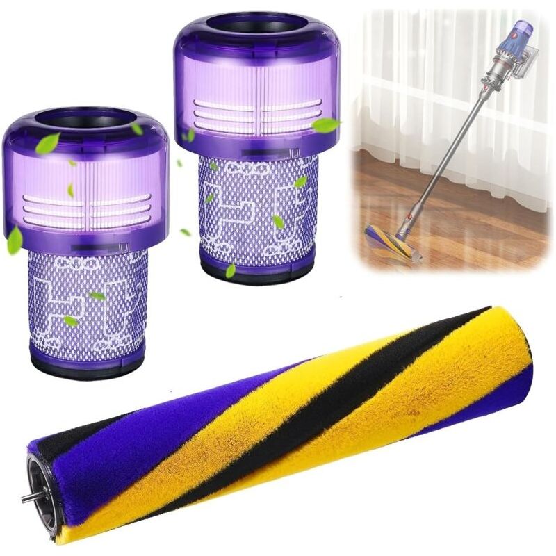 Ersatzfilter Und -bürste Für Dyson V12 Detect Slim Series Staubsauger – Zubehör Inklusive 1 Bürste Und 2 Filter