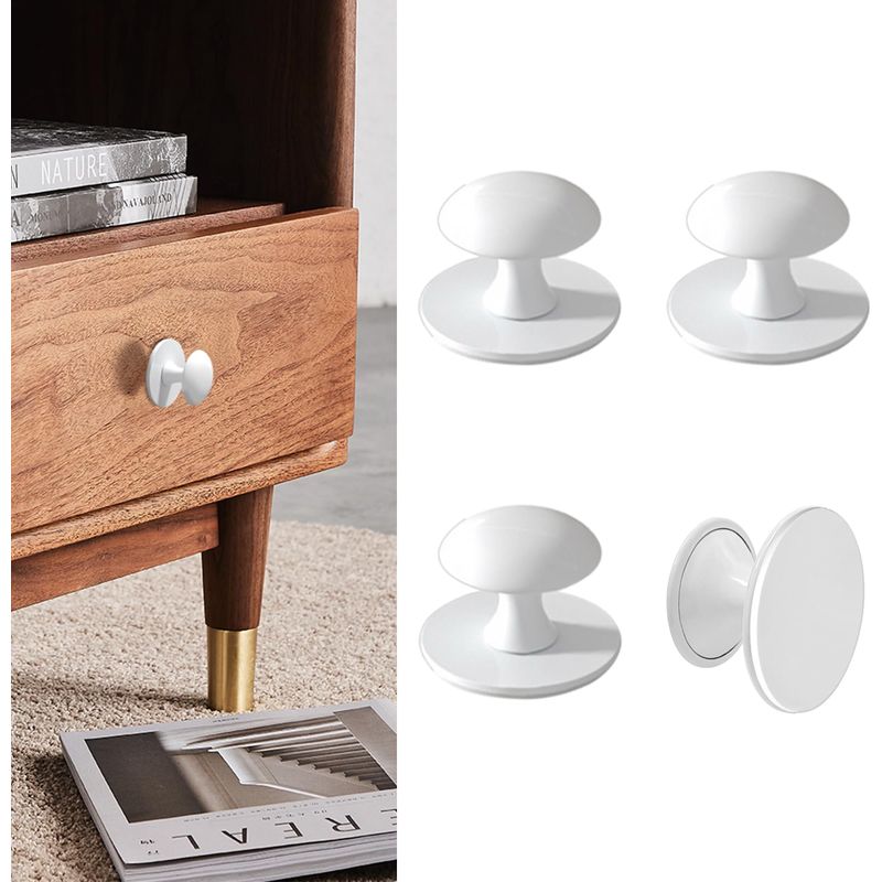 4er-set Selbstklebende Schrankknöpfe - Weiß - Selbstklebende Edelstahl-schrankknöpfe - Klebeknopf Für Schubladen, Duschtür, Spiegelschrank, Glastür, Griff
