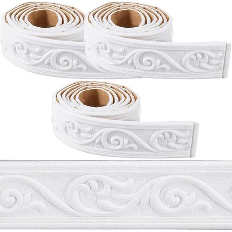 Kronenförmige Bordüre, 6 Cm, 2,3 M/rolle, Selbstklebender Weißer Schaumstoff, 3d-retro-dekoration, Sockelleiste, Diy-dekoration.
