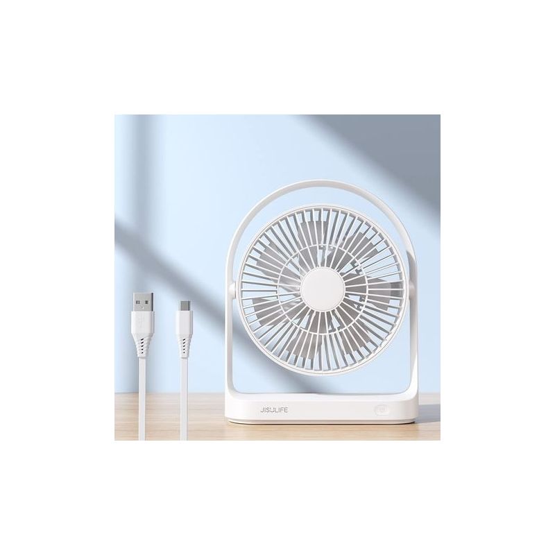Tischventilator, Usb-personal-tischventilator Mit 4 Geschwindigkeitsstufen, Leiser Betrieb, Einzigartiges Design Für Büro Und Zuhause, 330° Drehbar - Weiß