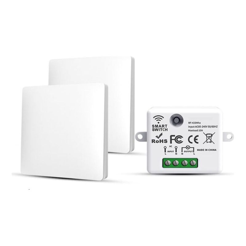 Rf433 2er-pack Kabellose Lichtschalter Mit Sender Und Empfänger-controller, 10 A 240 V