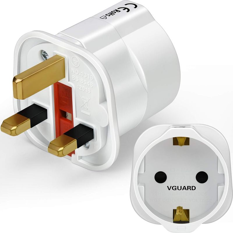 Europäischer Auf Britischen Adapter, 1er-pack Eu-stecker Auf Uk-stecker Adapter, 2-polig Auf 3-polig - Weiß