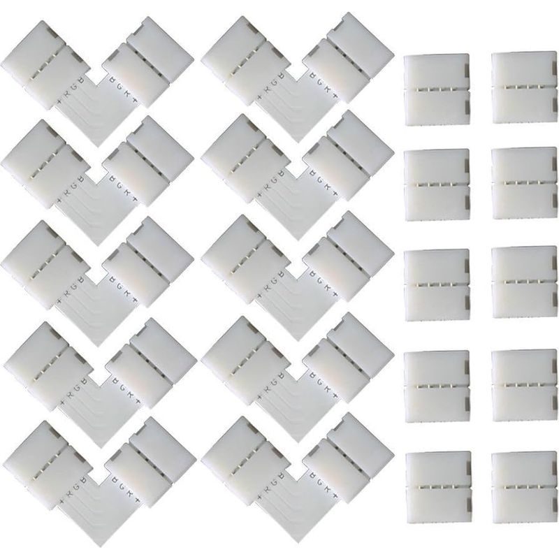 10 Stück L-förmige Schnellverbinder, 4-polige Led-steckverbinder Für 10 Mm Breite Smd 5050 Rgb Led-streifen (weiß)