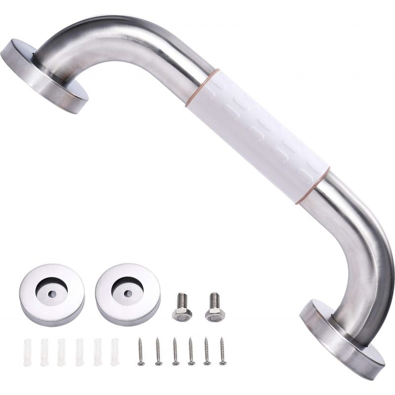 1 Stück Duschgriffstange (30 Cm, Weiß), Wandgriff Aus Edelstahl, Sicherer Badegriff Für Wc, Badezimmer, Küche, Treppen