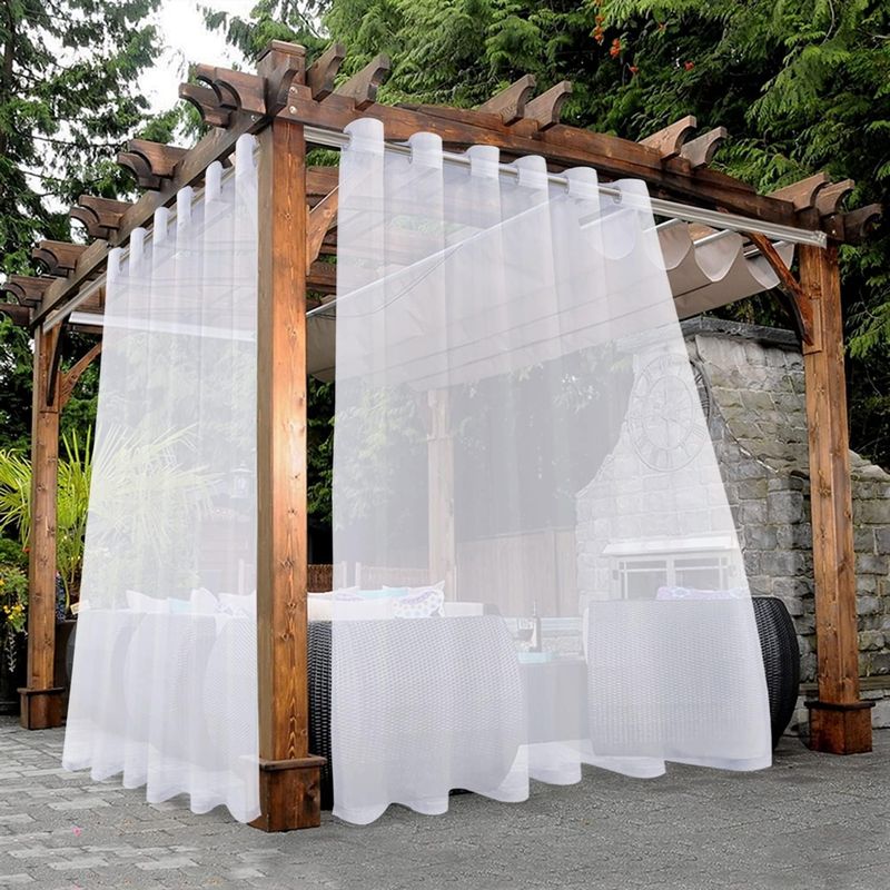 Wasserdichte Transparente Vorhänge Für Außen-patios – 2er-set, Geeignet Für Wohnzimmer, Schlafzimmer, Pergolas Und Chalets, 132 X 274 Cm, Weiß.