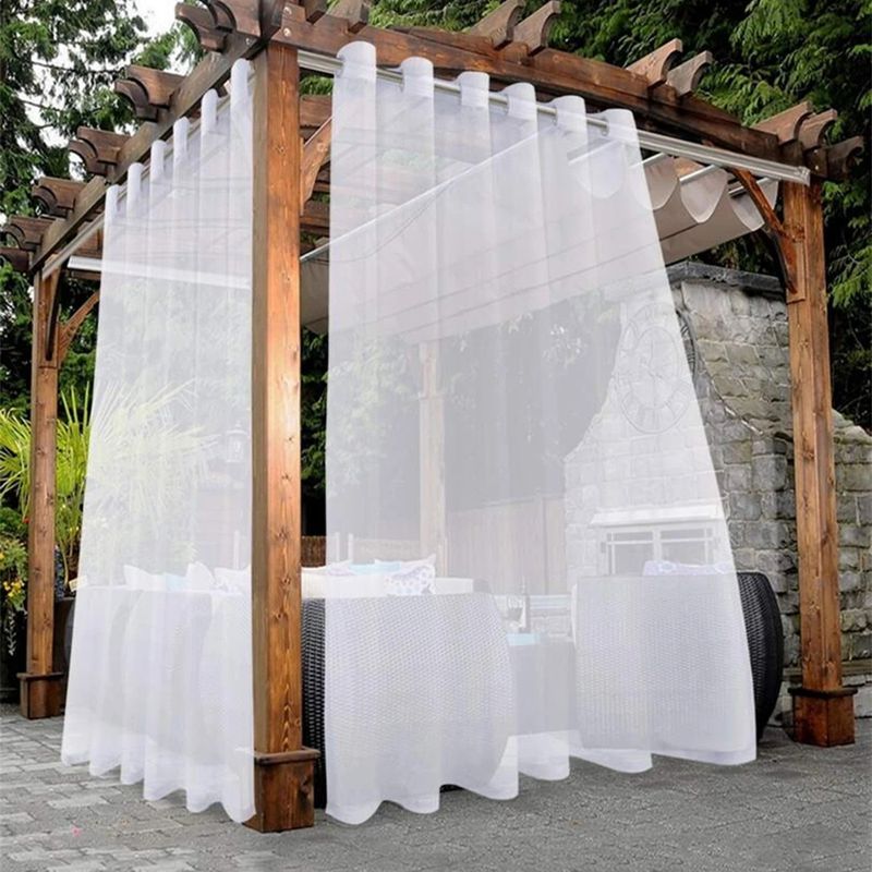 Transparente Außenvorhänge Für Terrasse, Wasserdicht – 2 Paneele Mit Ösen, Für Wohnzimmer, Schlafzimmer, Veranda, Pergola, Gartenhaus, 132 X 241 Cm, Weiß