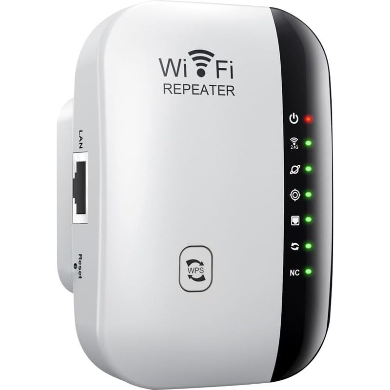 Wlan-repeater 300 Mbit/s – Abdeckung Bis Zu 3000 M² – 2,4 Ghz Mit Wps – Verbindet 30 Geräte – Ethernet-kabel Im Lieferumfang Enthalten