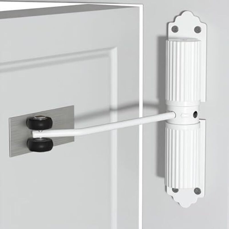 Automatischer Türschließer, Monoblock, Für Innen- Und Außenbereich, Ideal Für Innentüren, Büros, Gartentore (weiß)
