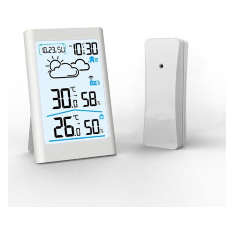 Innen- Und Außentemperatur- Und Luftfeuchtigkeitsmesser, Drahtlose Wetterstation, Großes Lcd-display, Wettervorhersage, Elektronischer Wecker