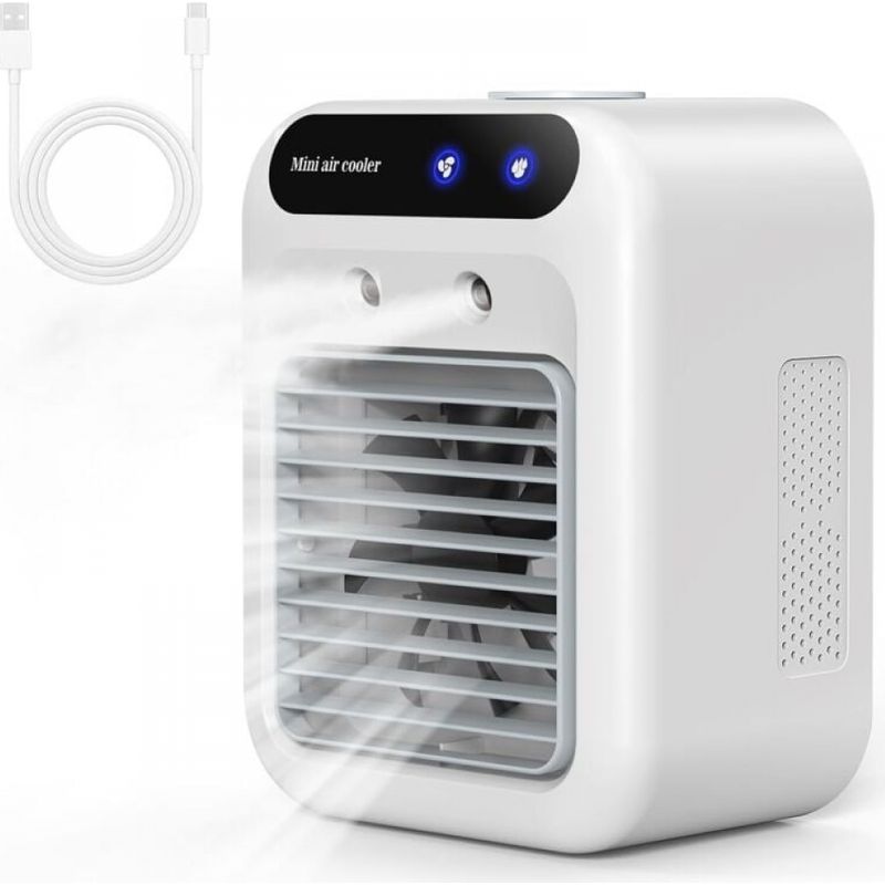 Tragbare Klimaanlage, Leise Mobile Klimaanlage, 500 Ml Luftkühler, Lufterfrischer, 2 Geschwindigkeiten + 2 Vernebelungsmodi, 20° Windrichtungsverstellung, Mini-klimaanlage Ada