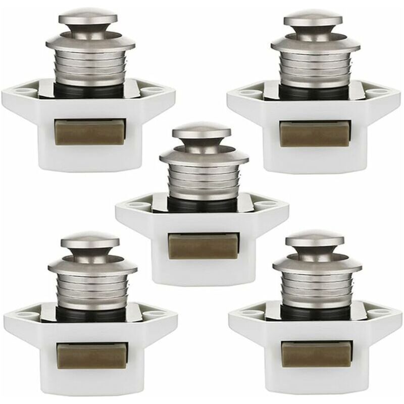 20 Mm Druckknopf Schrankverschluss Türriegel Ohne Schlüssel 5 Stück, Schranktürknopf Möbelschloss Verschluss Für Wohnwagen Caravan Schublade Campingbus (weiß)